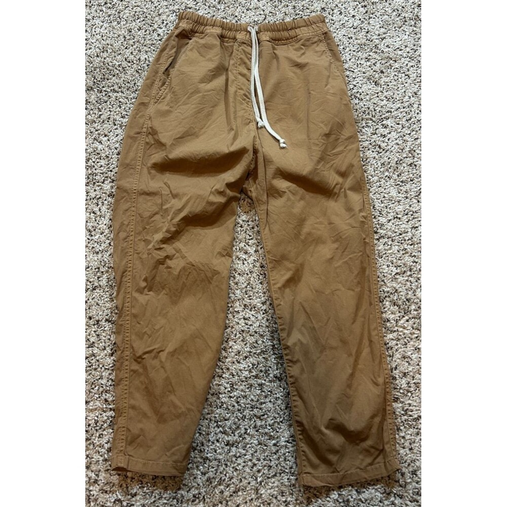 NILI LOTAN Casablanca Crop Drawstring PANTS Size S Tawny Drop Crotch